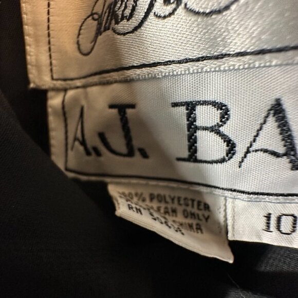 Saks Fifth Avenue AJ Bari Dress Chiffon Size 10 Sheer Ruched Cold Shoulder Black - Picture 5 of 9